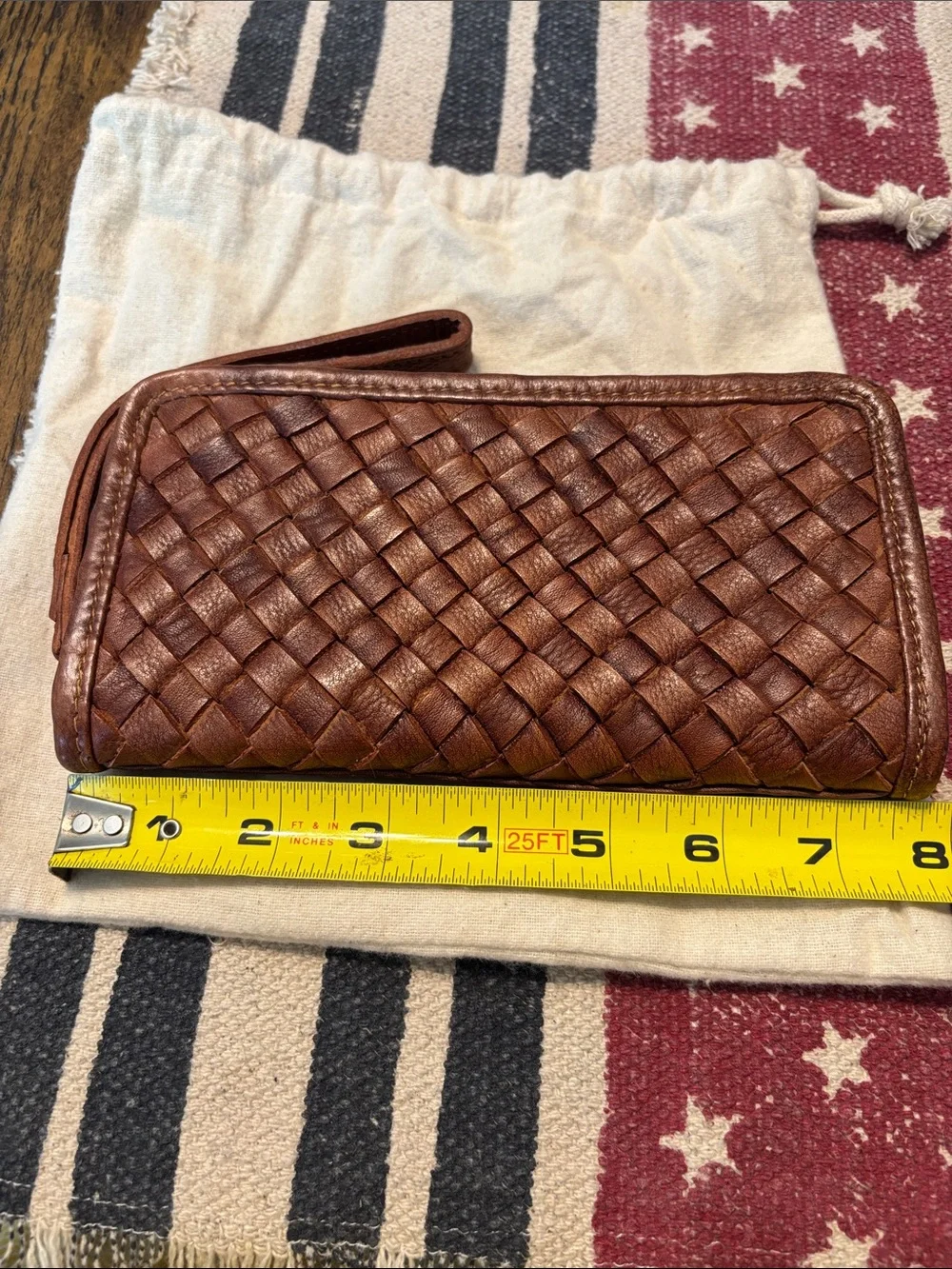 Trades of Hope Woven Leather Wristlet Wallet in Brown
